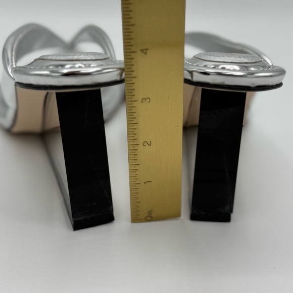 NEW Good American Clear Block Heel Thong Sandals dust bag no box Silver Sz 12 - Picture 7 of 16